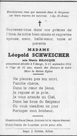 UDANGE ..-- Mme Marie BILOCQUE , épouse De Mr Léopold SCHWEICHER , Décédée En 1955 , à L' àge De 55 Ans . - Arlon
