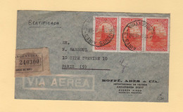 Argentine - 1949 - Recommande Par Avion Destination France - Posta Aerea