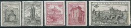 CZECHOSLOVAKIA 1955 Praga 1955 Stamp Exhibition Perforated Singles Ex Block MNH / **.  Michel 934-38A - Nuovi