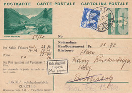 Suisse - Entiers Postaux - Carte Illustrée Göschenen -  De Zürich à ? - 04/10/1932 - Pub Au Verso - Stamped Stationery