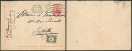 EP Au Type Env. 10ctm Rouge Pellens Obl Mécanique "Bruxelles (Q.L. , 1919)" > Ixelles. Hors Cours, Taxé à 20ctm ! - Briefe