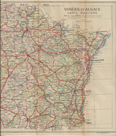 CARTE PLAN 1910 - 25 X 47 Cm - VOSGES & ALSACE - CARTE ROUTIERE CHEMINS De FER - BAINS - CHEF LIEU De CANTON - Cartes Topographiques