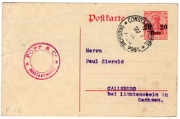 Postkarte Ganzsache Deutsche Post Constantinopel Türkei  Vom 3.10.1913 - Kantoren In Het Turkse Rijk