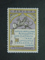 1899 Erinnofilo Festeggiamenti Inaugurazione Acquedotto Esposizione Generale Umbra Perugia Italia Poster Stamp - Erinofilia