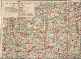 CARTE PLAN 1913 - 32 X 38,5 Cm - CARTE ROUTIERE CÉVENNES Et LANGUEDOC - CHEMINS De FER CHEF LIEU - Cartes Topographiques