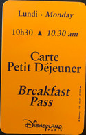 FRANCE  -  DisneyLAND Paris  -  Carte Petit Déjeuner  -  Jaune  -  Lundi - 10h30 - Disney Passports