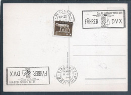Cartolina Con Cancellazione Dell'incontro Di Hitler E Mussolini A Roma Nel 1938. Fascismo. Meeting Of Hitler And Mussoll - Oorlogspropaganda