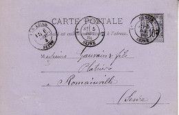 < France Type 18 Paris Seine 1 ..  5 Dec 84 Sur Entier Cp 10c Sage .. - 1877-1920: Semi-moderne Periode