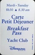 FRANCE  -  DisneyLAND Paris  -  Carte Petit Déjeuner  -  Blanc  - Mardi - 8h30 - Pasaportes Disney