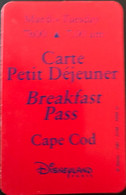 FRANCE  -  DisneyLAND Paris  -  Carte Petit Déjeuner  -  Rouge  -  Mardi - 7h00 - Passeports Disney