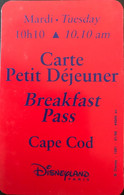 FRANCE  -  DisneyLAND Paris  -  Carte Petit Déjeuner  -  Rouge  -  Mardi - 10h10 - Disney Passports