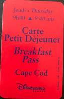 FRANCE  -  DisneyLAND Paris  -  Carte Petit Déjeuner  -  Rouge  -  Jeudi - 9h40 - Passaporti  Disney