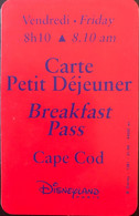 FRANCE  -  DisneyLAND Paris  -  Carte Petit Déjeuner  -  Rouge  -  Vendredi  -  8h10 - Passaporti  Disney