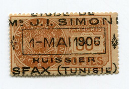 TUNISIE TIMBRE FISCAL AVEC OBLITERATION SFAX 1 MAI 1906 - Autres & Non Classés