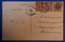 G1 GUINEE FRANCAISE BELLE CARTE RARE 1910 CONAKRY POUR COPENHAGUE DANEMARK + TOMBO - Covers & Documents
