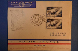 500 FRANCE BELLE LETTRE 1943 POSTE AERIENNE IER SERV AEROPOSTAL POUR BUENOS AIRES + AFRANCHISSEMENT PLAISANT - 1927-1959 Brieven & Documenten