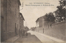 VENISSIEUX- RHONE - RUE DE CHAMPAGNEUX A ST JEAN DE DIEU - CARTE SEPIA - Vénissieux