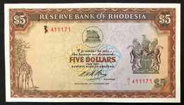 RHODESIA RODESIA 5 DOLLARI 1972 Pick#32a Lion Leone Lotto 3520 - Rhodesia