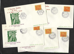 Portugal 5 Lettres Cachet Commémoratif Et Cachet à Date Expo Philatelique Leiria 1954 Event Postmark 5 Covers 1954 - Flammes & Oblitérations