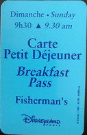 FRANCE  -  DisneyLAND Paris  -  Carte Petit Déjeuner  -  Bleu  -  Dimanche - 9h30 - Passaporti  Disney