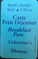 FRANCE  -  DisneyLAND Paris  -  Carte Petit Déjeuner  -  Bleu  -  Mardi - 9h30 - Passaporti  Disney