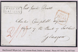 Ireland Galway 1838 Boxed PAID AT/GALWAY Clear In Black On Cover To Glasgow Prepaid "2/10" Double Rate - Vorphilatelie