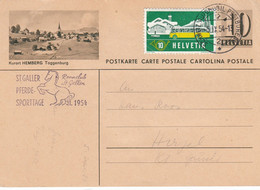 Suisse - Entiers Postaux - Carte Illustrée Kurort Hemberg  -  De St Gallen à ? - 05/09/1954 - Postwaardestukken