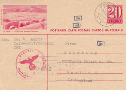 Suisse - Entiers Postaux - Carte Illustrée Leysin Station  -  De Davos Dorf à Berlin - Censurée - Stamped Stationery