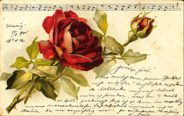 036 044 - CPA - Thèmes - Fleurs, - Fantaisies - Roses - Partition De Musique - Bloemen