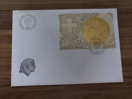 FDC Sonderblock / Miniature Sheet, Goldvreneli Echtgold / Real Gold, Format E6 - Blocks & Kleinbögen