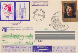 Poland Post - Balloon PBA.1973.poz.kat.D02: Competitions Poznan 73 KATOWICE - Palloni