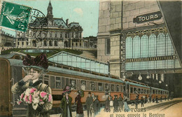 Tours * Je Pars De La Ville Et Vous Envoie Le Bonjour * Souvenir De La Commune * Gare Train - Tours