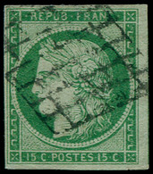 O FRANCE - Poste - 2, Signé, Marges Intactes: 15c. Vert - 1849-1850 Ceres
