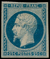 * FRANCE - Poste - 10, Signé Calves Et Baudot: 25c. Bleu - 1852 Luigi-Napoleone