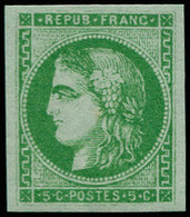 ** FRANCE - Poste - 42B, Report II, Un Point Jaune: 5c. Vert-jaune - 1870 Ausgabe Bordeaux