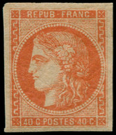 ** FRANCE - Poste - 48, Signé Calves + Certificat Behr: 40c. Orange Foncé - 1870 Ausgabe Bordeaux
