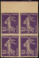 (*) FRANCE - Poste - 142c, Papier GC, Bloc De 4 Non Dentelé, Bdf, Signé: 35c. Semeuse Violet - Non Classificati