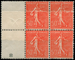 ** FRANCE - Poste - 199o, Bloc De 4, 2 Exemplaires Impression Sur Raccord: 50c. Semeuse Rouge (Spink) - Nuovi