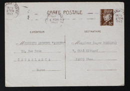 Entier (515-CP1) 0.8f. Pétain Oblitéré Casablanca Maroc - 1942 - Autres