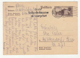 Saar Postal Stationery Postkarte Posted 1935 B211015 - Entiers Postaux