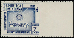 ** Rotary - Poste - Dominicaine, Yvert 434, Non Dentelé à Droite, Grand Bdf (tirage 40): 7c. Violet 1955 - Rotary Club