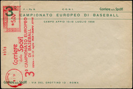 EMA Base-Ball & Cricket - Poste - Italie, Enveloppe Spéciale Base-ball, Ema Roma 5/7/56: "3ème Campionato Europeo Base-b - Basketball