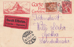 Suisse - Entiers Postaux - Carte Illustrée Mont Cervin/Zermatt -  De Schaffhausen à Godlsar - 25/03/1925 - Exprès - Ganzsachen