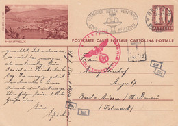 Suisse - Entiers Postaux - Carte Illustrée Montreux -  De Basel Vers Allemagne - 25/07/1942 - Censurée - Taxée - Entiers Postaux