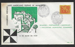 Portugal Cachet Commémoratif Congrès Luso-hispano-américaine Et Philippines De Municipalités Corbeau 1959 Crow Event Pmk - Flammes & Oblitérations