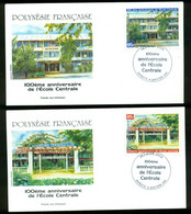 French Polynesia 2001 Central School Centenary 2xFDC - Cartas & Documentos