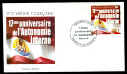French Polynesia 2001 Internal Autonomy 17th Anniv. FDC - Lettres & Documents