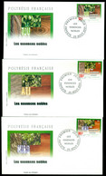 French Polynesia 2001 Hardwood Trees 3xFDC - Covers & Documents
