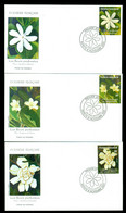 French Polynesia 2001 Perfume Flowers 3x FDC - Storia Postale