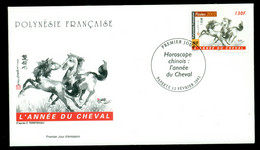 French Polynesia 2002 New Year Of The Horse FDC - Storia Postale